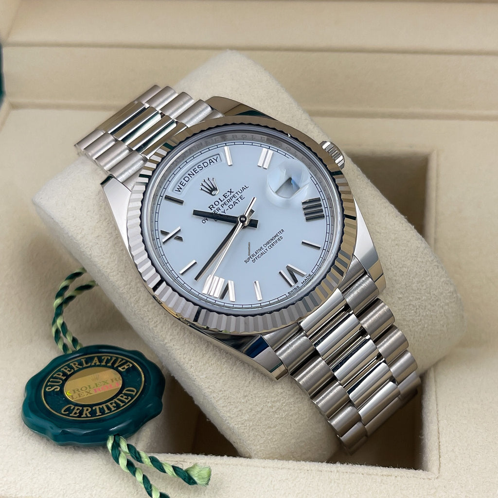 RLX Day-Date 40MM Or Blanc Et Cadran Blanc President Ceinture