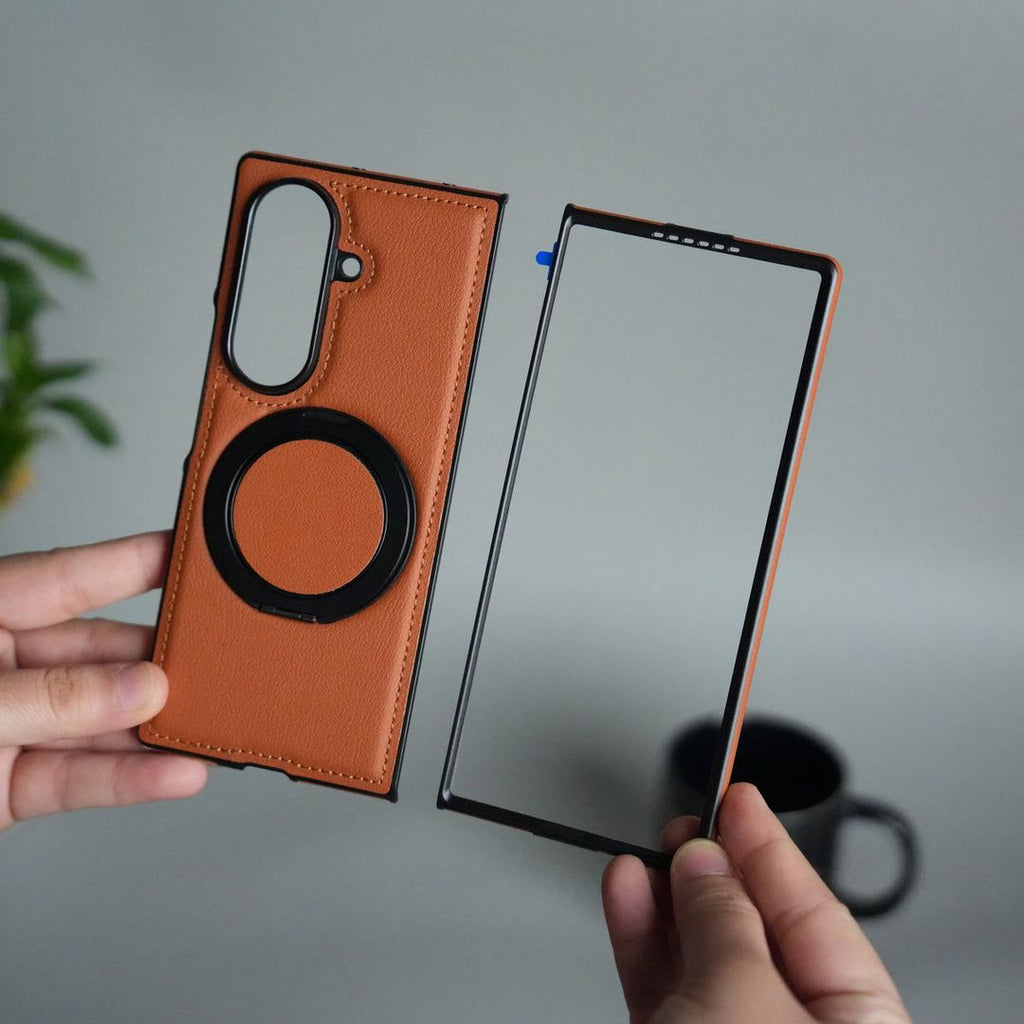 Premium Leather Magnetic Ring Stand