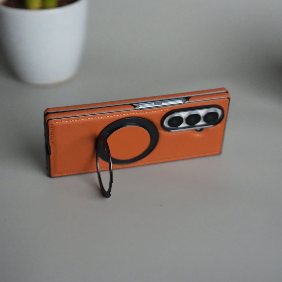 Premium Leather Magnetic Ring Stand