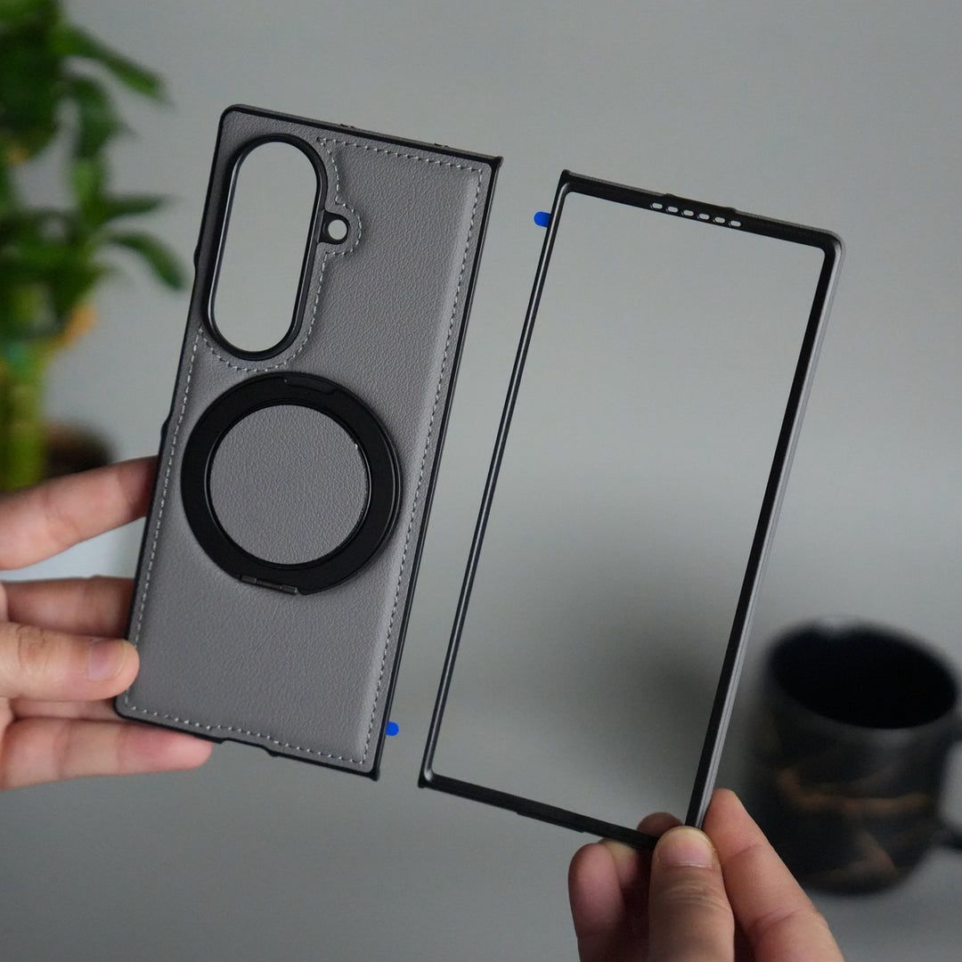 Premium Leather Magnetic Ring Stand