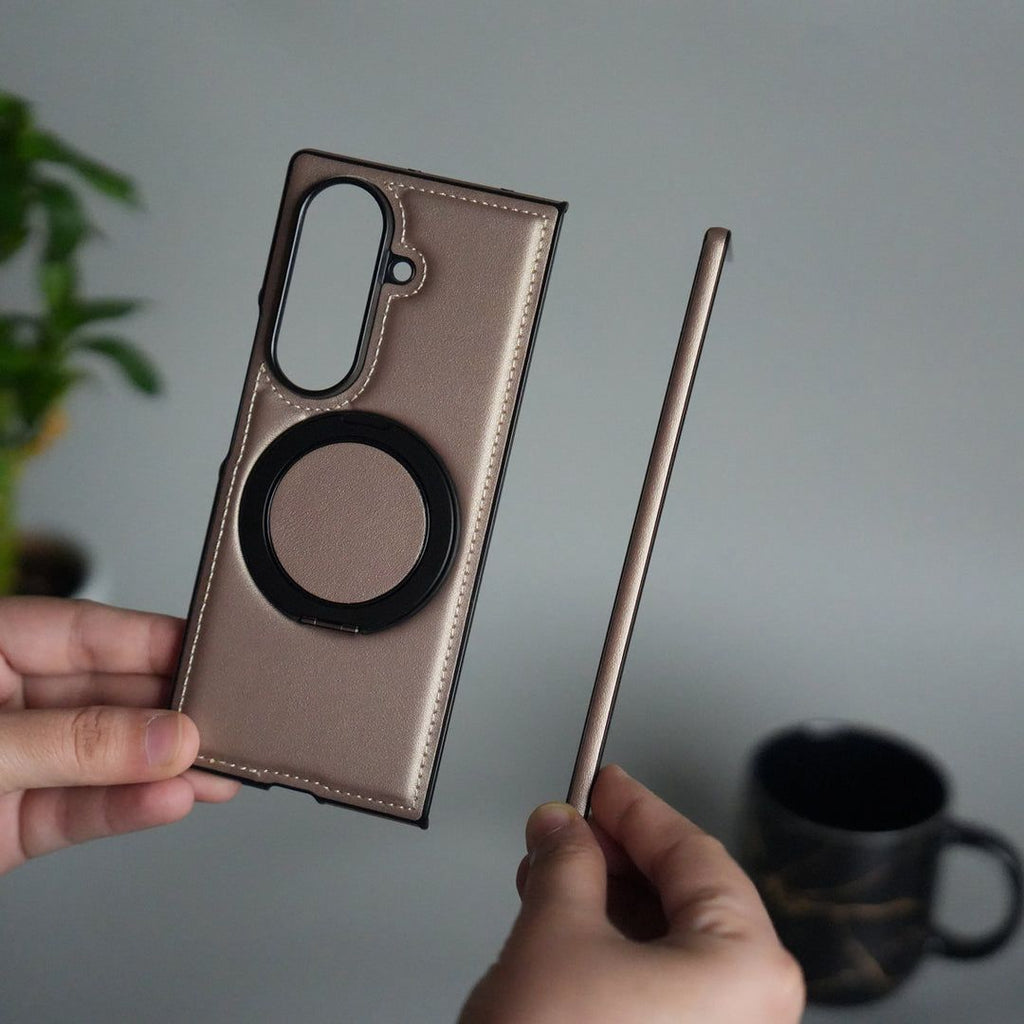 Premium Leather Magnetic Ring Stand