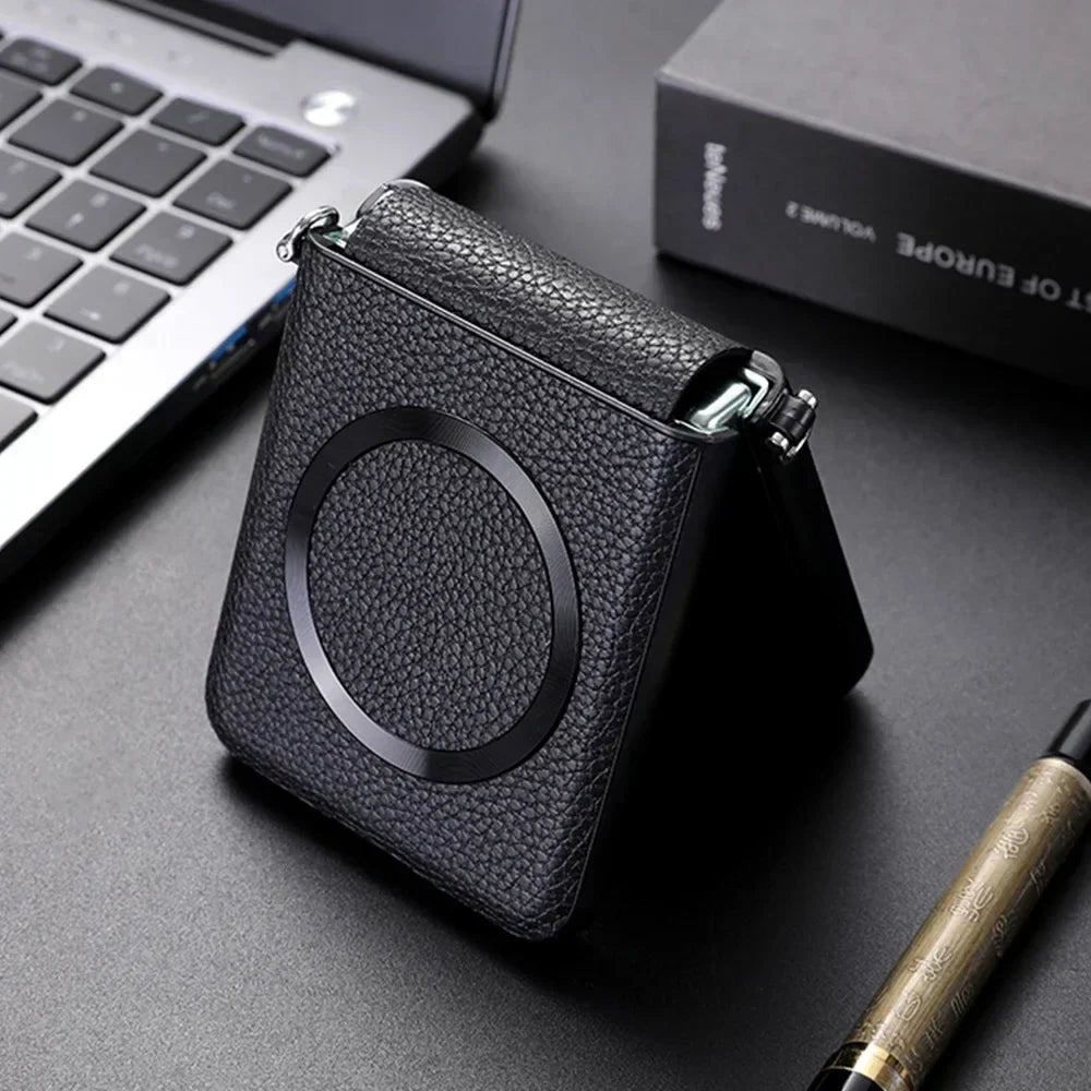 Samsung Z Flip Leather Wireless Charging Case