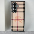 Classic Checkered Leather Case for Z Fold – Timeless British Elegance